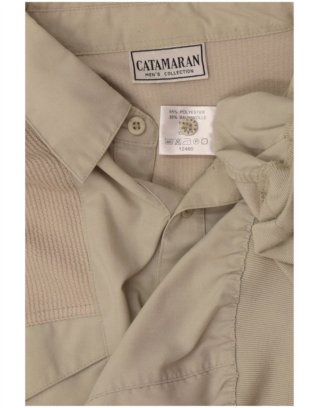 Catamaran Mens Pullover Shirt Medium Beige Polyester