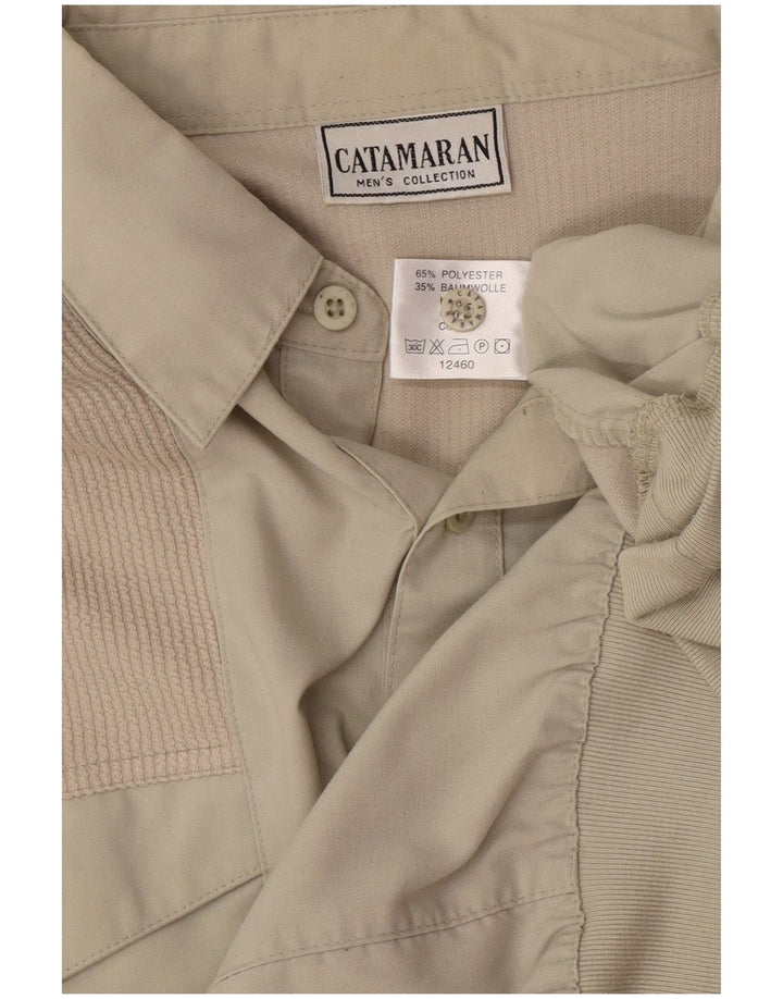 Catamaran Mens Pullover Shirt Medium Beige Polyester