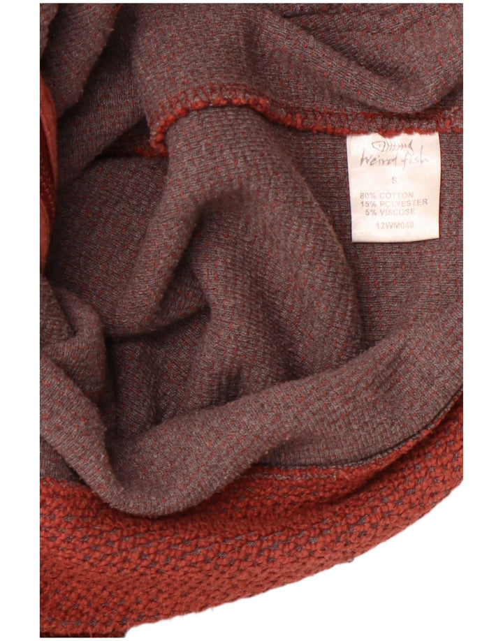 WEIRD FISH Mens Tracksuit Top Jacket Small Red Cotton