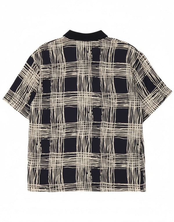 Suspense Mens Short Sleeve Pullover Shirt Large Navy Blue Check Viscose