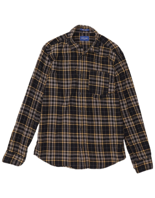 Jack & Jones Mens Flannel Shirt Medium Black Check Cotton