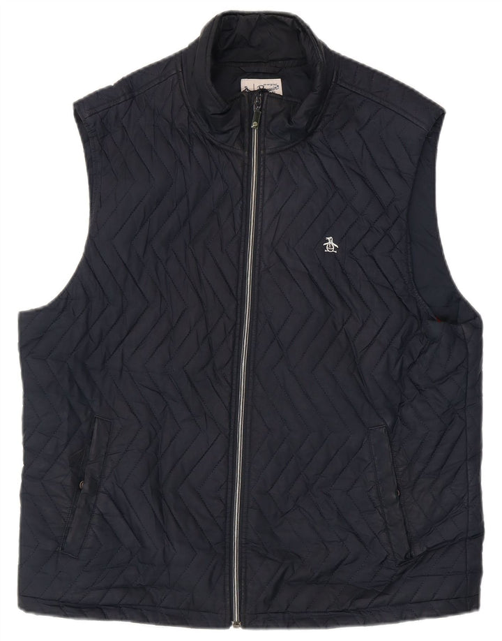 Penguin Mens Padded Gilet UK 40 Large Navy Blue Polyester