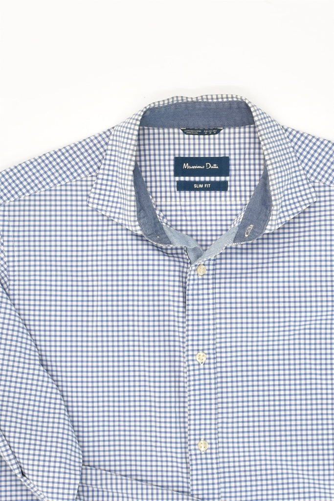 MASSIMO DUTTI Mens Slim Fit Shirt Medium Blue Check Cotton | Vintage Massimo Dutti | Thrift | Second-Hand Massimo Dutti | Used Clothing | Messina Hembry 