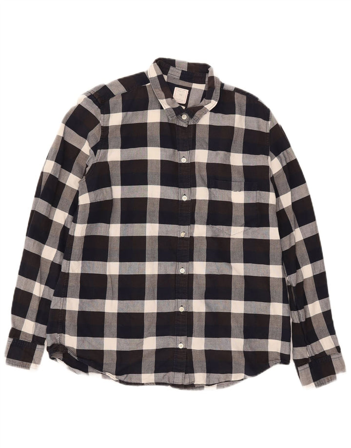 Gap Womens Classic Fit Flannel Shirt UK 14 Medium Black Check Cotton