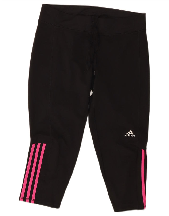 ADIDAS Womens Capri Tracksuit Trousers UK 16/18 Large  Black Polyester