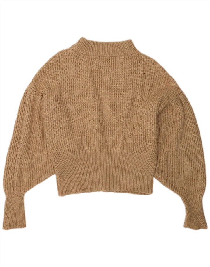Zara Womens Oversized Crew Neck Jumper Sweater UK 10 Small Brown