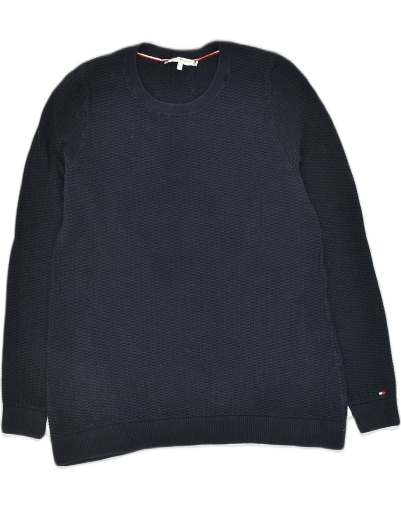 TOMMY HILFIGER Womens Crew Neck Jumper Sweater UK 12 Medium Navy Blue | Vintage Tommy Hilfiger | Thrift | Second-Hand Tommy Hilfiger | Used Clothing | Messina Hembry 