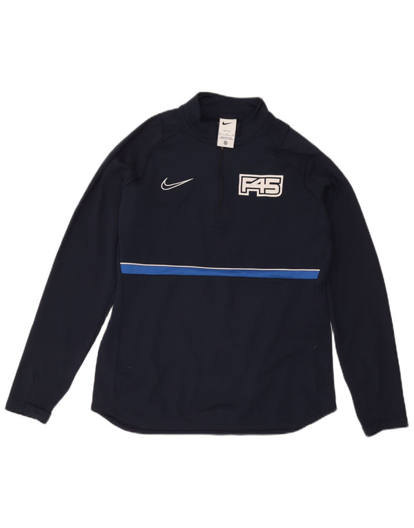 Nike Womens Dri Fit Graphic Pullover Tracksuit Top UK 14 Medium Navy Blue