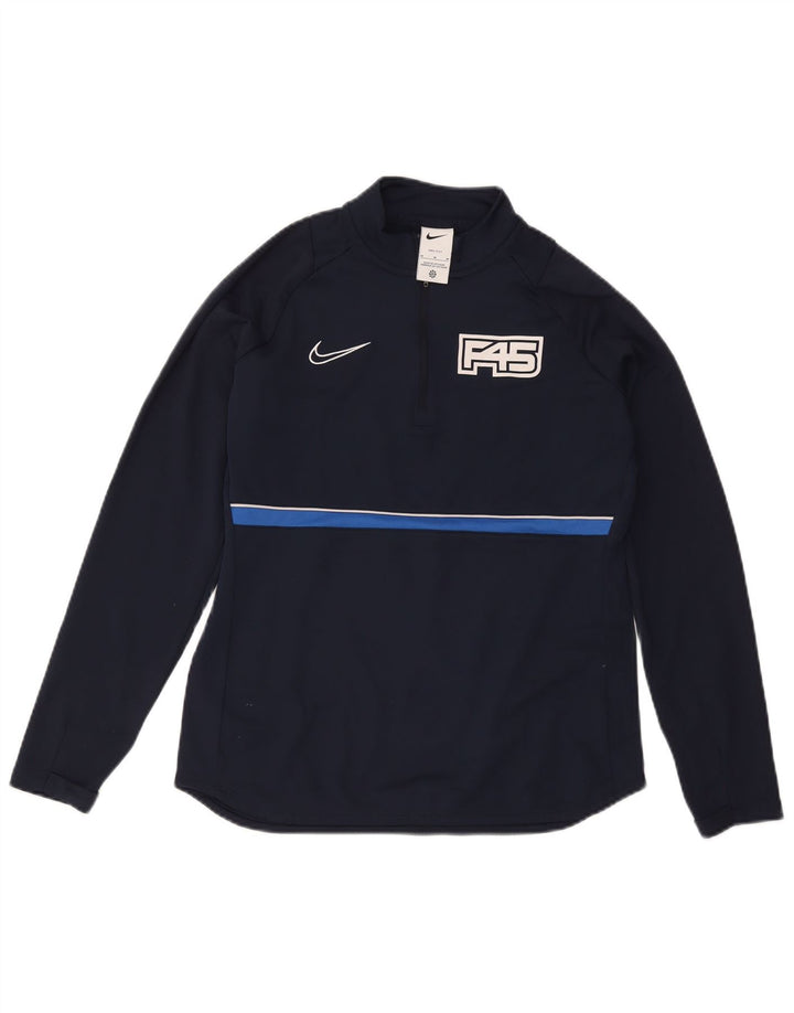 Nike Womens Dri Fit Graphic Pullover Tracksuit Top UK 14 Medium Navy Blue
