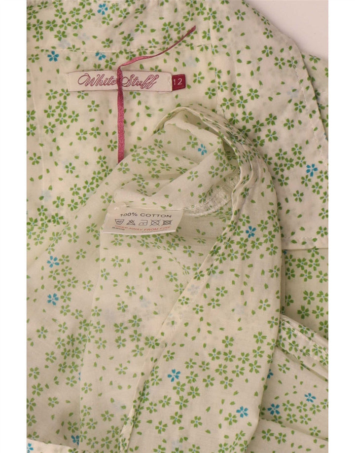 White Stuff Womens Short Sleeve Shirt Blouse UK 12 Medium Floral Cotton