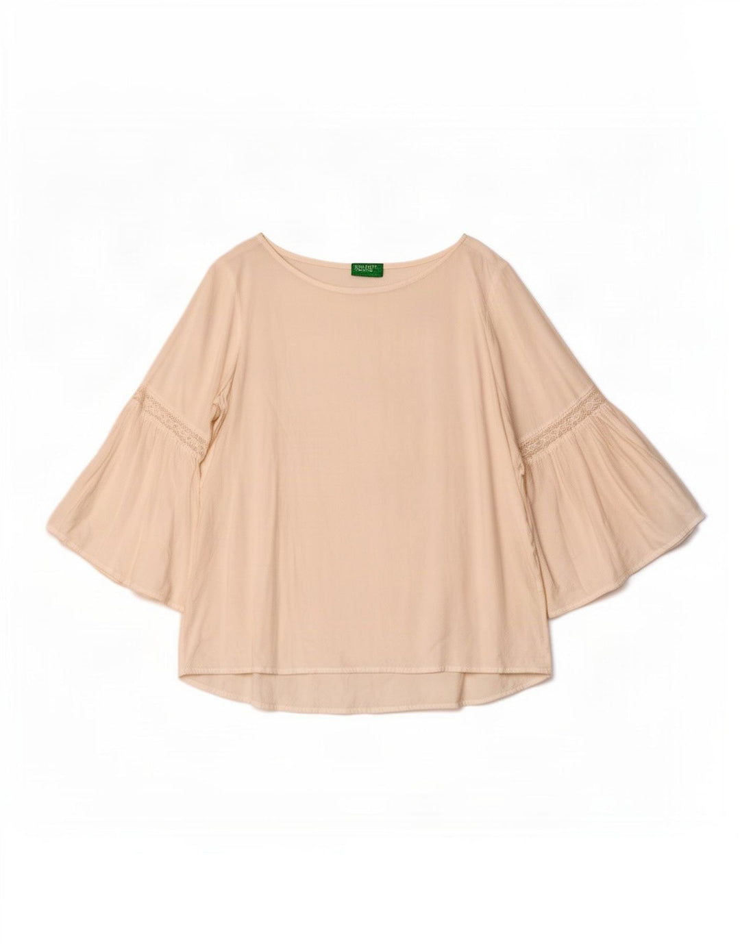 Benetton Womens 3/4 Sleeve Blouse Top UK 14 Medium White Viscose