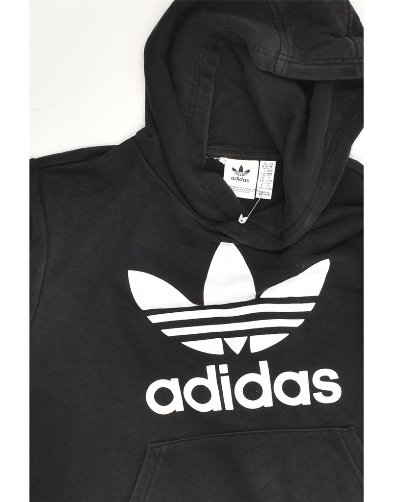 ADIDAS Boys Graphic Hoodie Jumper 11-12 Years Medium  Black Cotton | Vintage Adidas | Thrift | Second-Hand Adidas | Used Clothing | Messina Hembry 