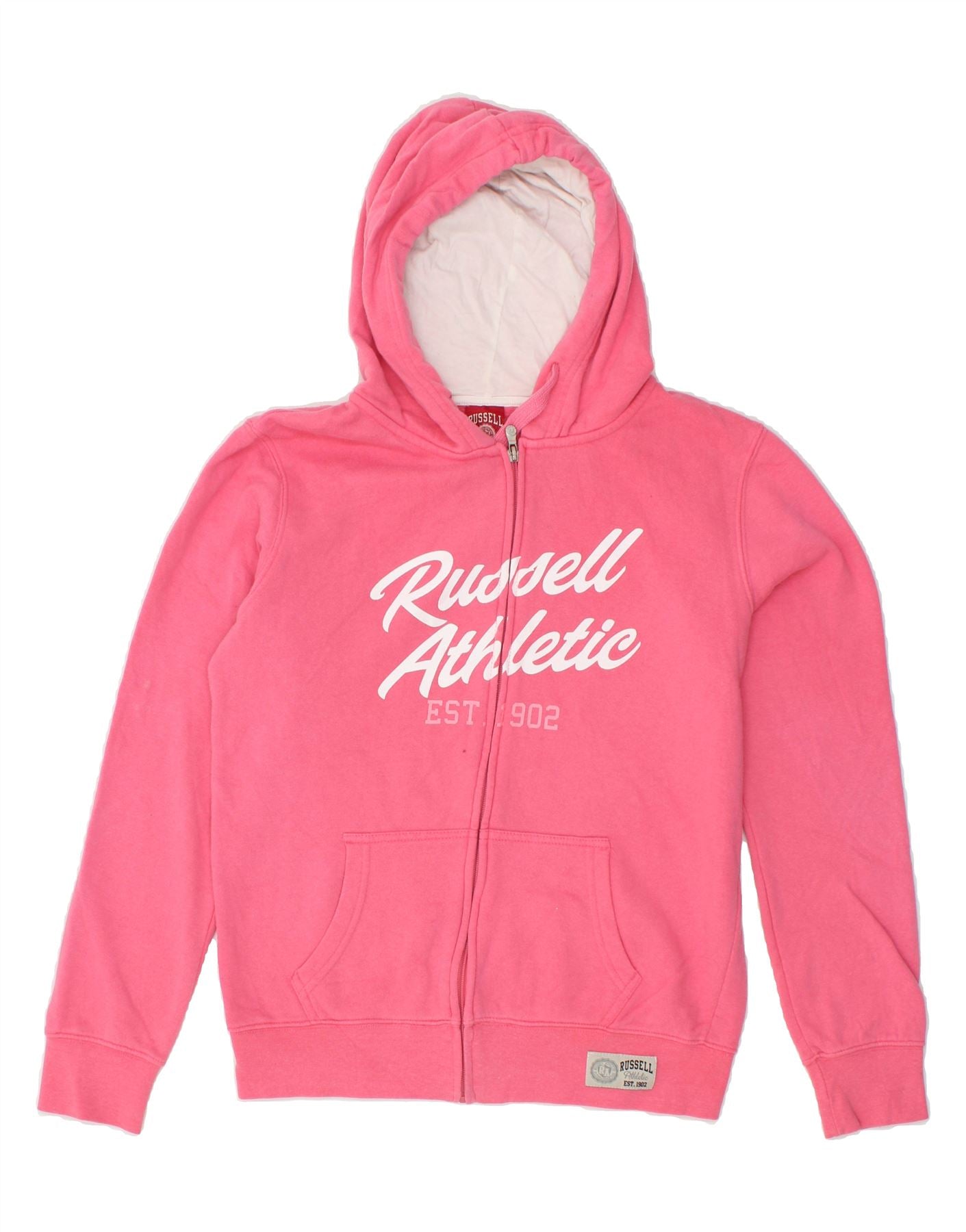 RUSSELL ATHLETIC Womens Graphic Zip Hoodie Sweater UK 12 Medium