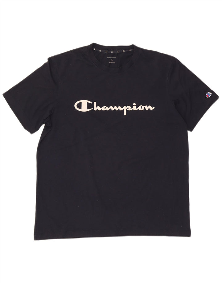 Champion Mens Graphic T-Shirt Top XL Navy Blue