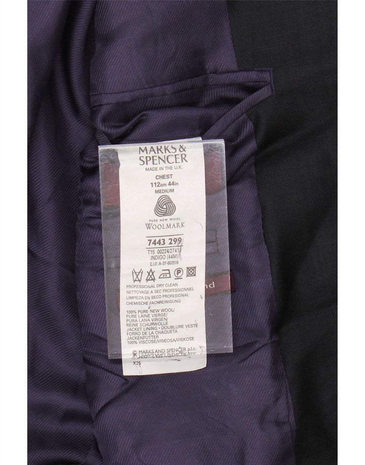 Marks & Spencer Mens 3 Button Blazer Jacket UK 44 XL Navy Blue Wool