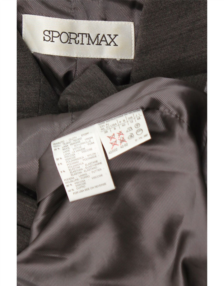 Sportmax Womens Double Breasted Blazer Jacket UK 12 Medium Grey Striped