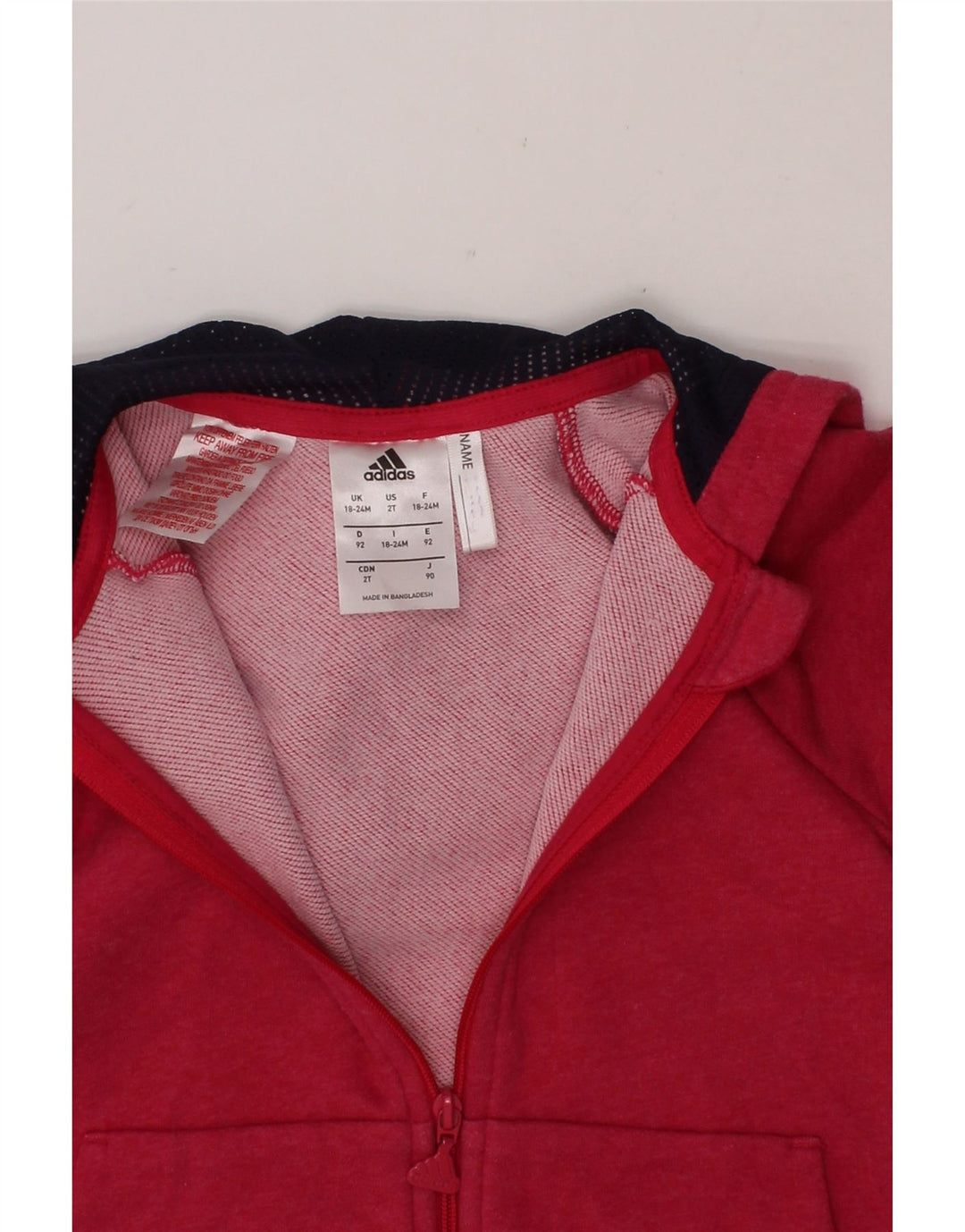 ADIDAS Baby Girls Zip Hoodie Sweater 18-24 Months Pink Cotton Vintage Adidas and Second-Hand Adidas from Messina Hembry 