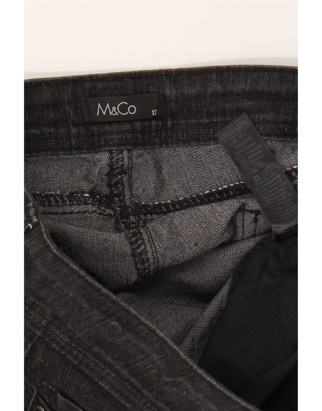 M&Co Womens Bootcut Jeans UK 12 Medium W32 L30 Black Cotton