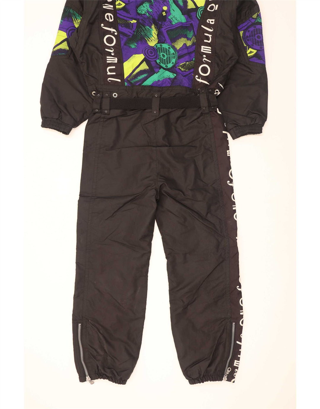 Vintage Mens Graphic Ski Jumpsuit EU 52 Large  Black Geometric Polyamide