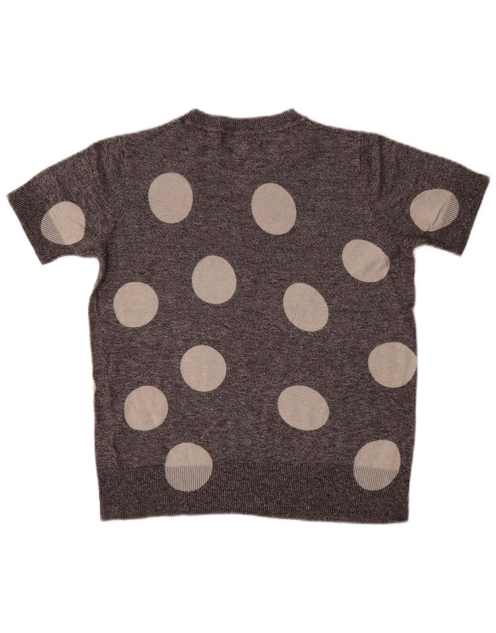 Marks & Spencer Womens Crew Neck Jumper Sweater UK 8 Small Grey Polka Dot
