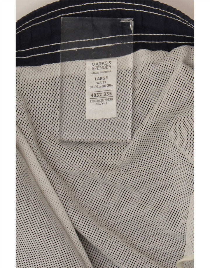 Marks & Spencer Mens Swimming Shorts Large Navy Blue Polyester