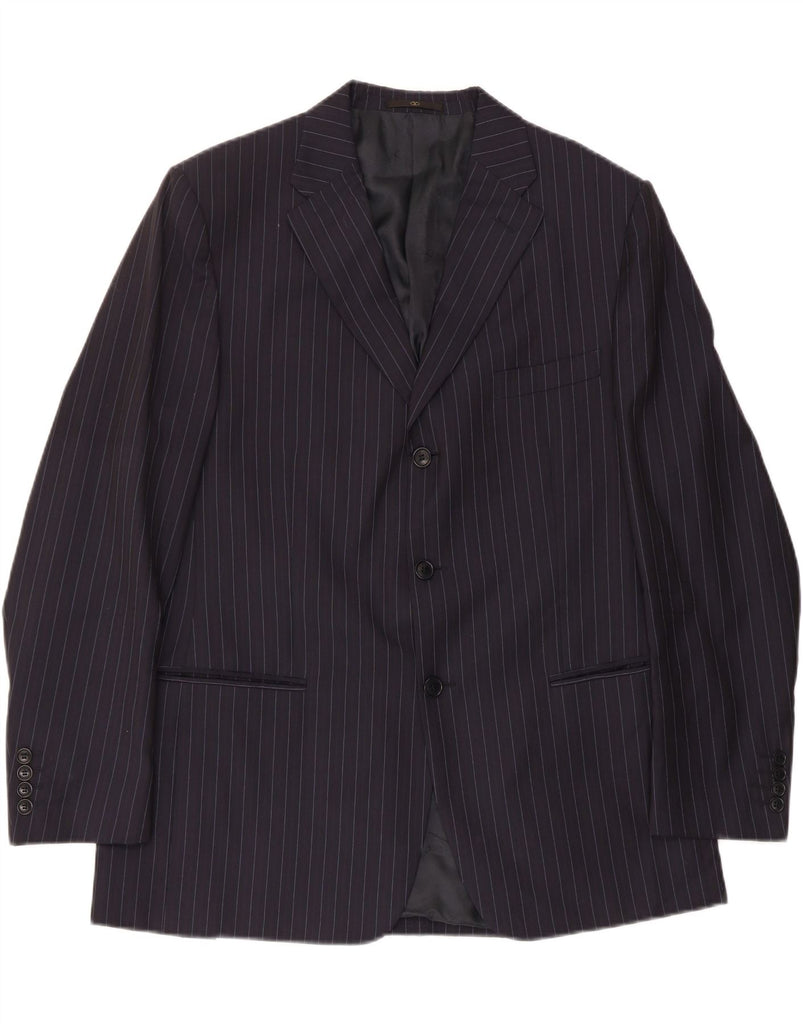 VALENTINO Mens 3 Button Blazer Jacket IT 56 3XL Navy Blue Pinstripe Wool Vintage Valentino and Second-Hand Valentino from Messina Hembry 