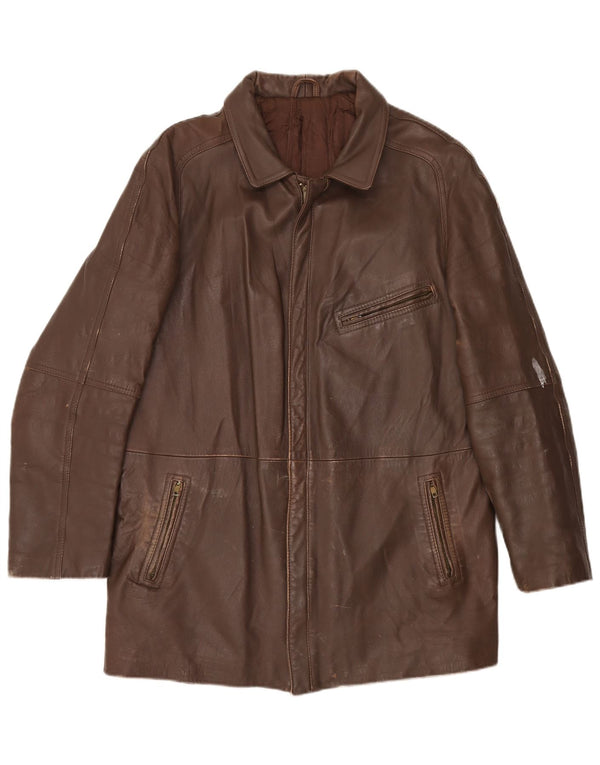 Vintage Mens Leather Jacket IT 52 XL Brown Leather