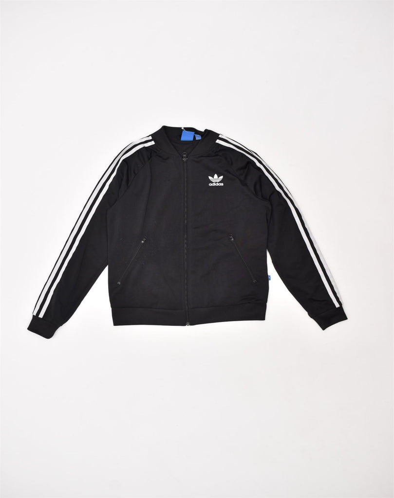 ADIDAS Womens Tracksuit Top Jacket UK 10 Small Black Cotton | Vintage | Thrift | Second-Hand | Used Clothing | Messina Hembry 