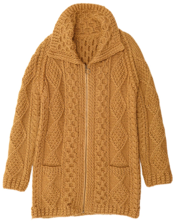 Vintage Womens Longline Cardigan Sweater UK 12 Medium Beige