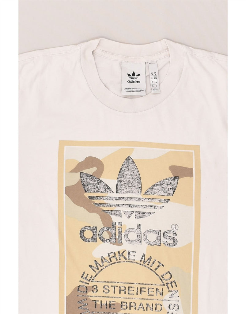 ADIDAS Mens Graphic T-Shirt Top Medium Off White Cotton | Vintage Adidas | Thrift | Second-Hand Adidas | Used Clothing | Messina Hembry 