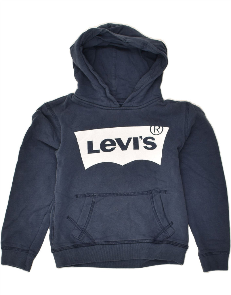 LEVI'S Boys Graphic Hoodie Jumper 7-8 Years Navy Blue Cotton | Vintage Levi's | Thrift | Second-Hand Levi's | Used Clothing | Messina Hembry 