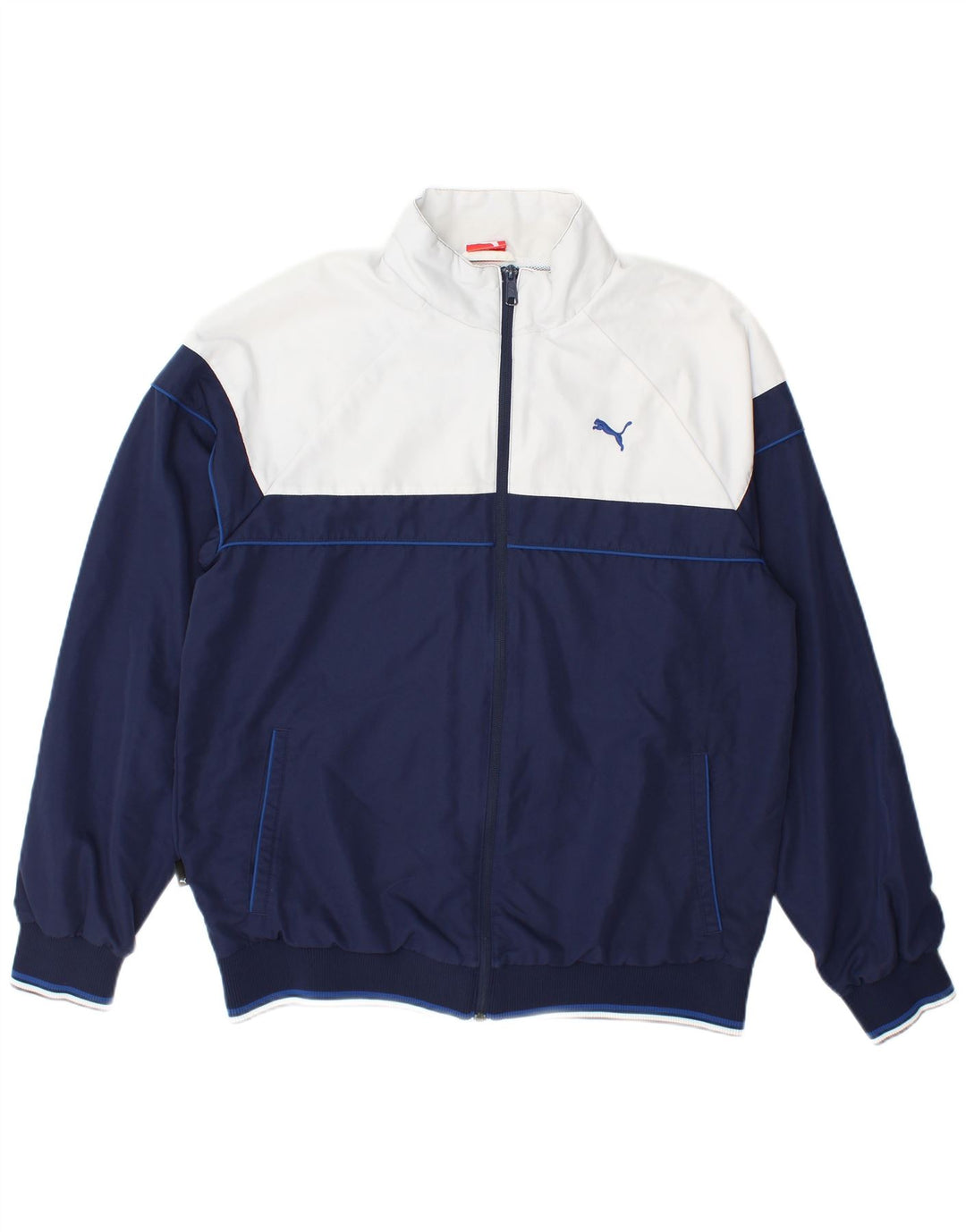 Puma Mens Tracksuit Top Jacket Large Navy Blue Colourblock Polyester