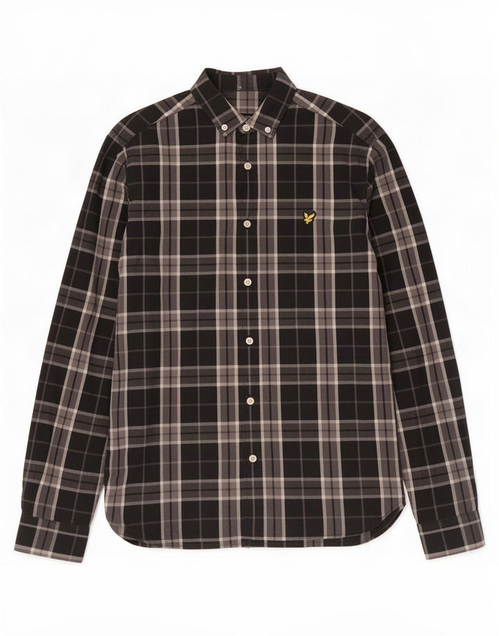 Lyle & Scott Mens Shirt Small Black Check Cotton