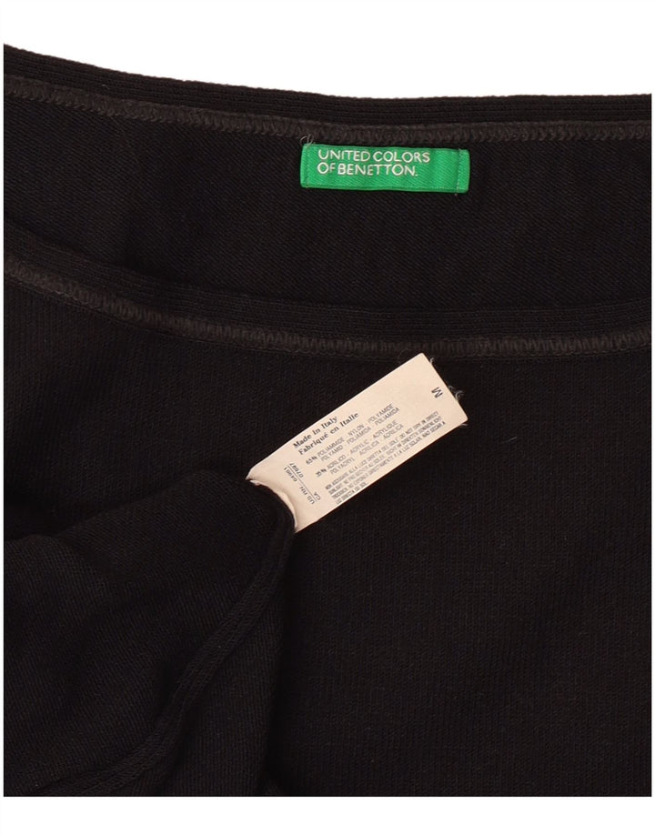 BENETTON Womens Crop Vest Top UK 12 Medium Black Polyamide