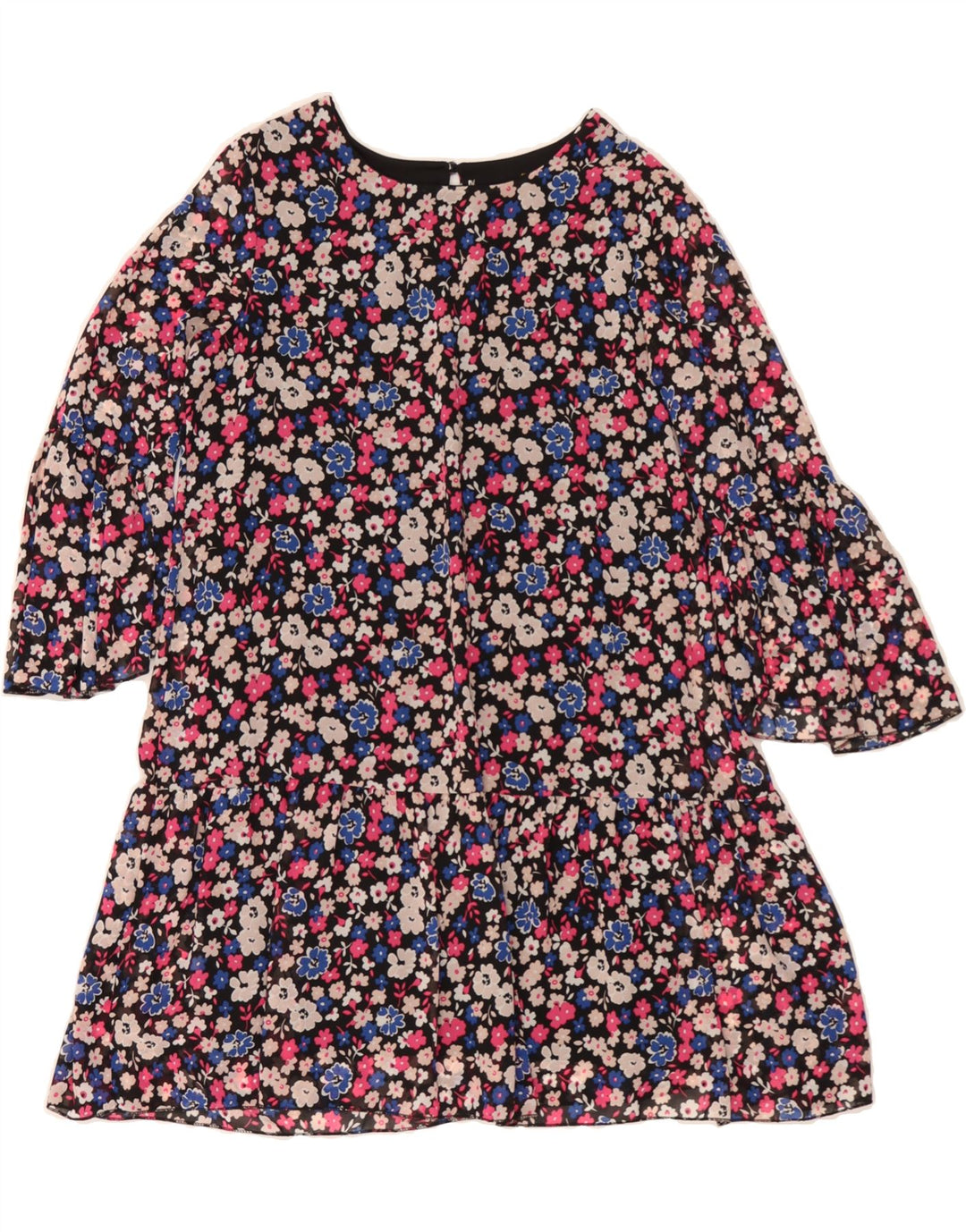 VINTAGE Womens Basic Dress UK 12 Medium Multicoloured Floral Viscose Vintage Vintage and Second-Hand Vintage from Messina Hembry 