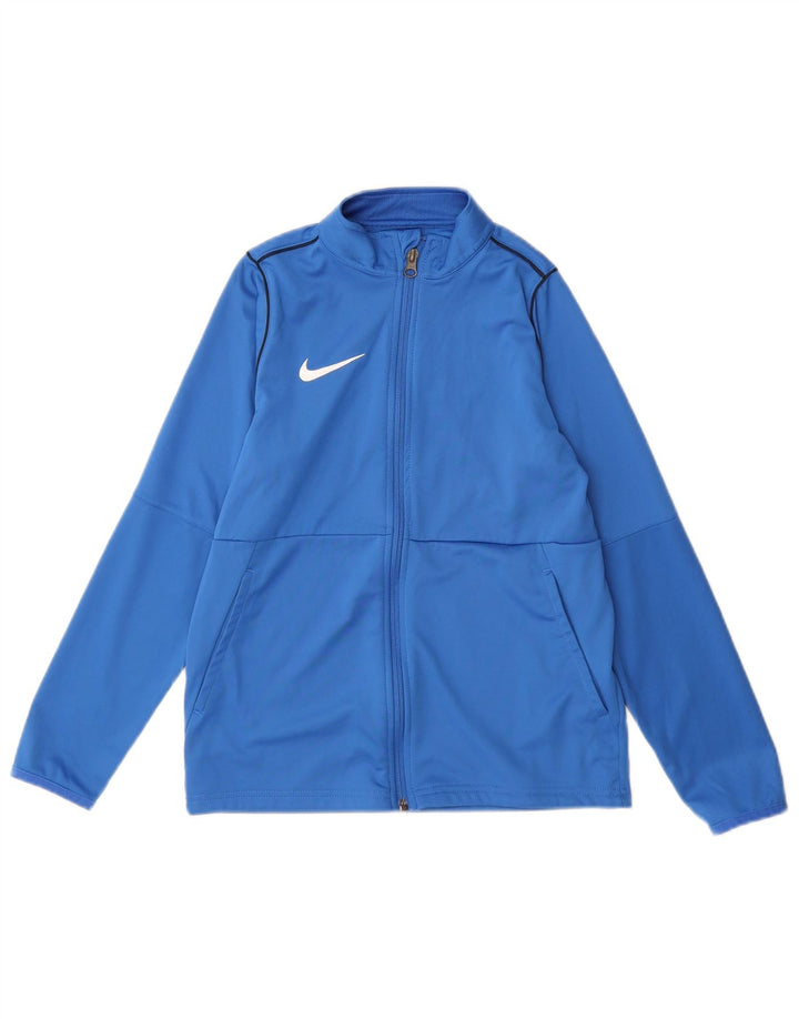 Nike Boys Dri Fit Tracksuit Top Jacket 10-11 Years Medium Blue Polyester