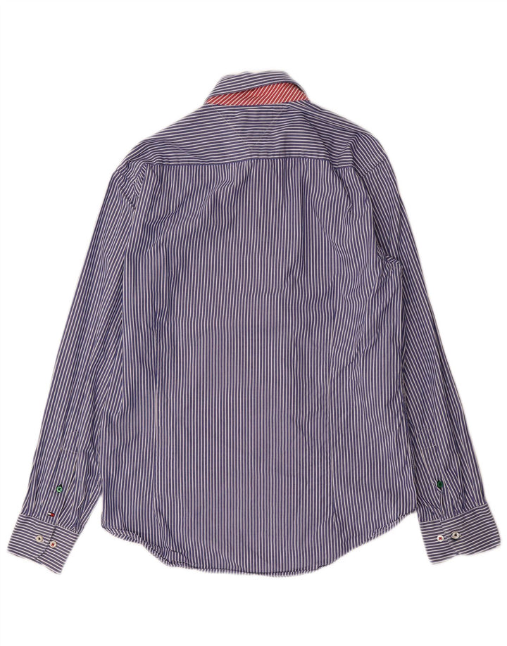 TOMMY HILFIGER Mens Shirt Large Blue Striped Cotton