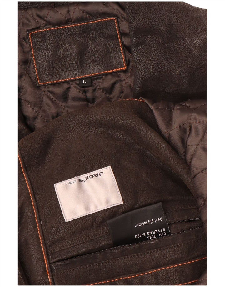 VINTAGE Mens Leather Jacket UK 40 Large Brown Leather