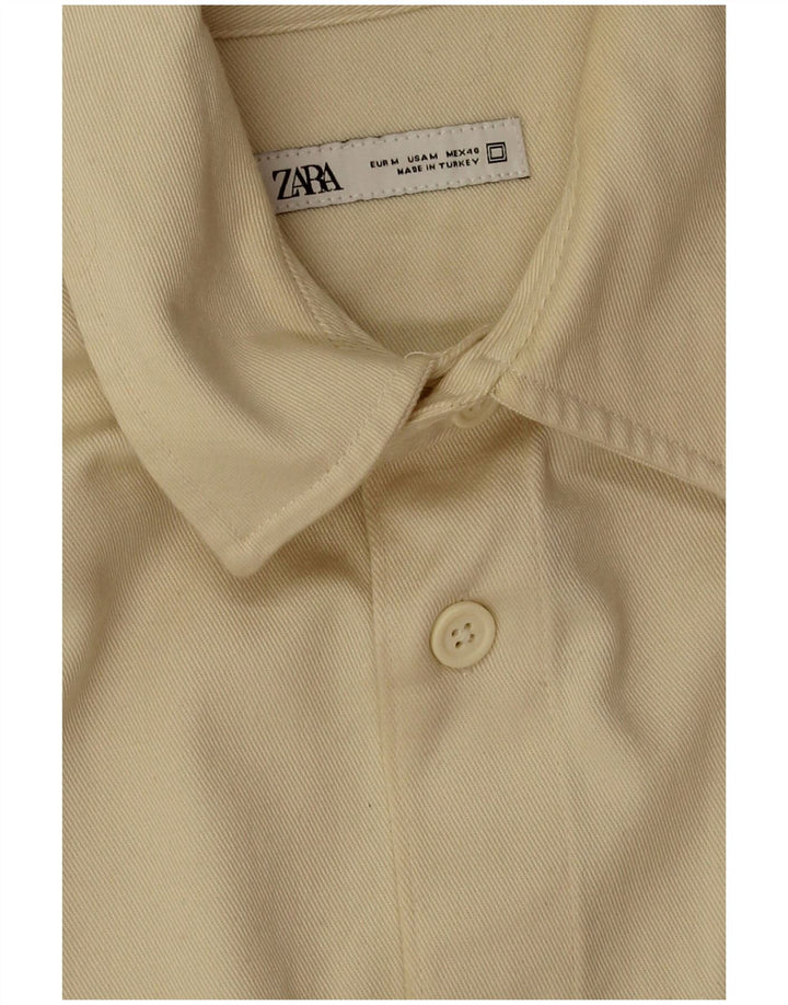 Zara Mens Shirt Medium Beige Cotton