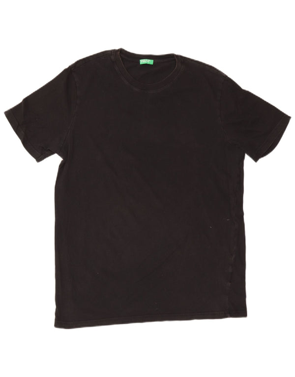 Benetton Mens T-Shirt Top Large Black Cotton
