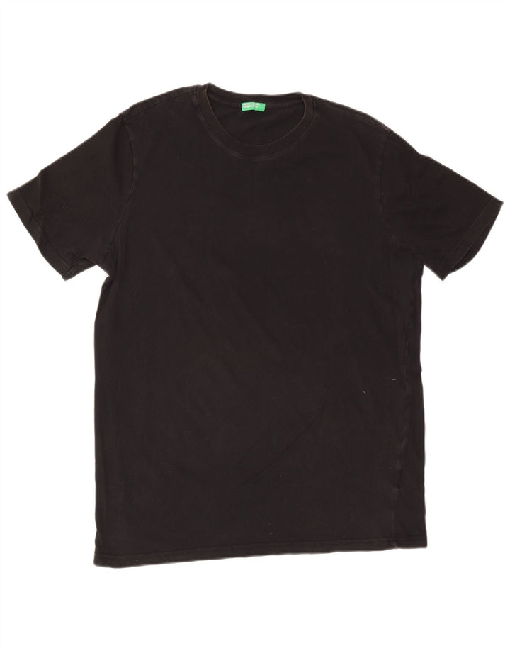 Benetton Mens T-Shirt Top Large Black Cotton