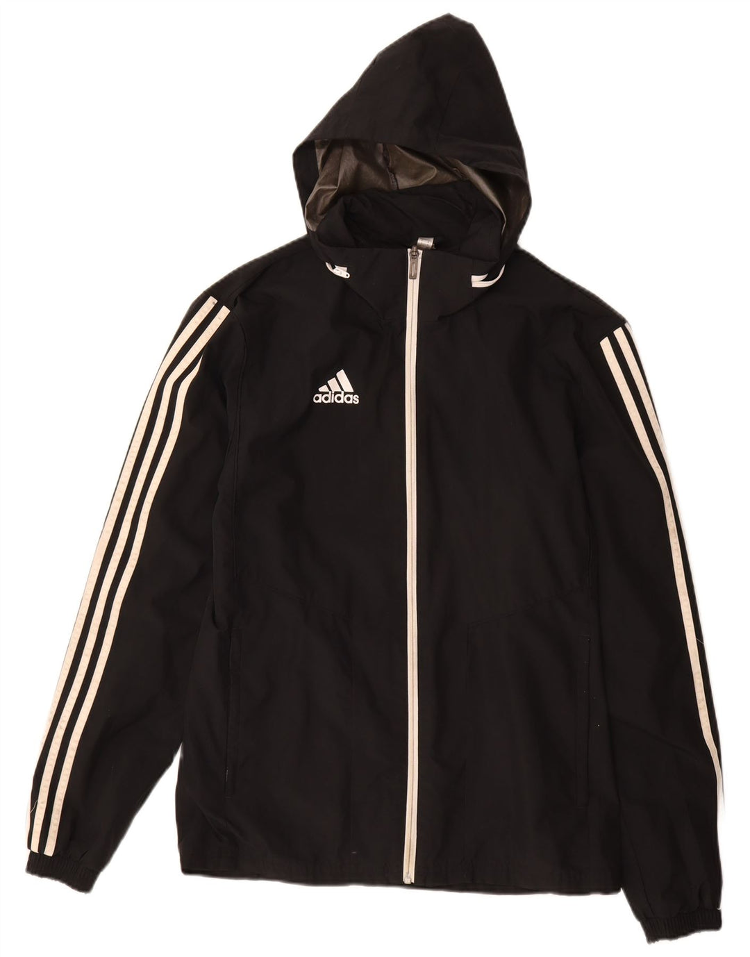 Adidas Mens Hooded Tracksuit Top Jacket  Small Black Polyester