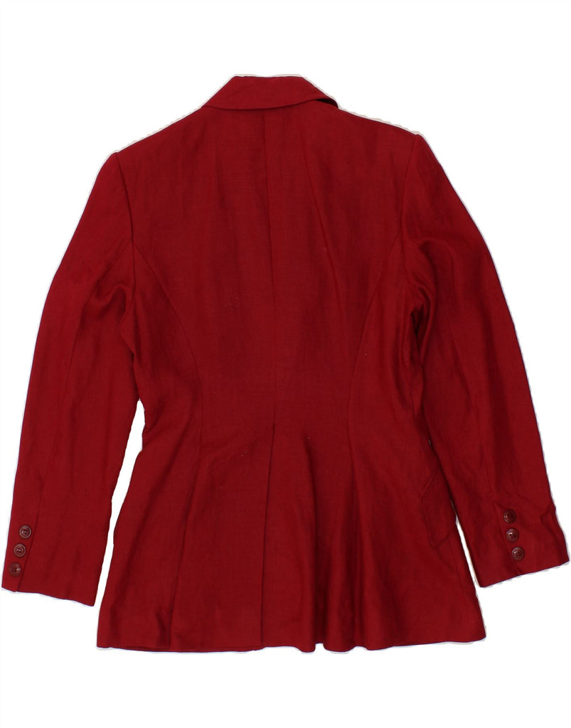 HOBBS Womens 3 Button Blazer Jacket UK 12 Medium  Red Linen Vintage Hobbs and Second-Hand Hobbs from Messina Hembry 