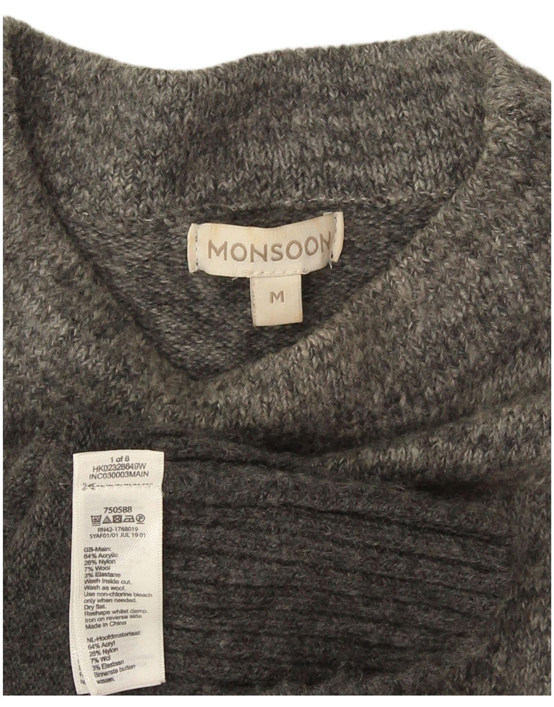 Monsoon Womens Jumper Dress UK 14 Medium Grey Colourblock Acrylic