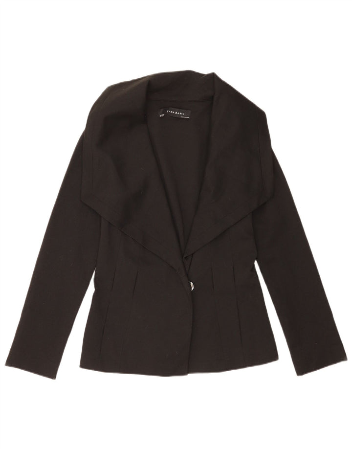 Zara Womens 1 Button Blazer Jacket UK 12 Medium Black