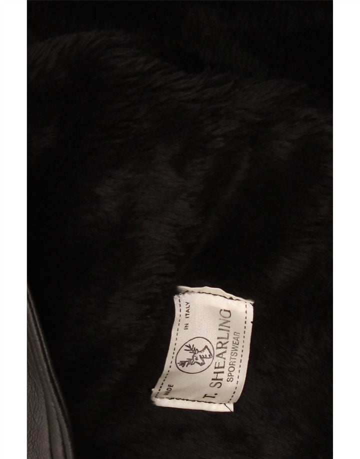 Vintage Mens Shearling Jacket IT 38 Medium Black Shearling