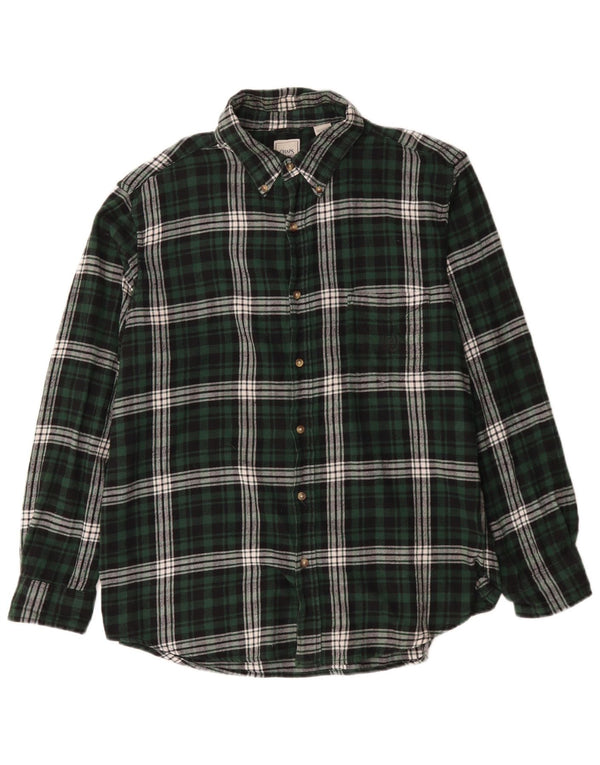 Chaps Mens Flannel Shirt XL Green Check Cotton
