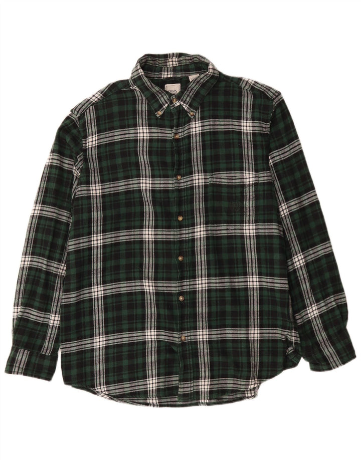 Chaps Mens Flannel Shirt XL Green Check Cotton