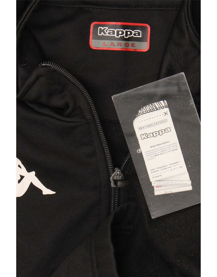 Kappa Mens Graphic Zip Neck Sweatshirt Jumper Large Black Polyester