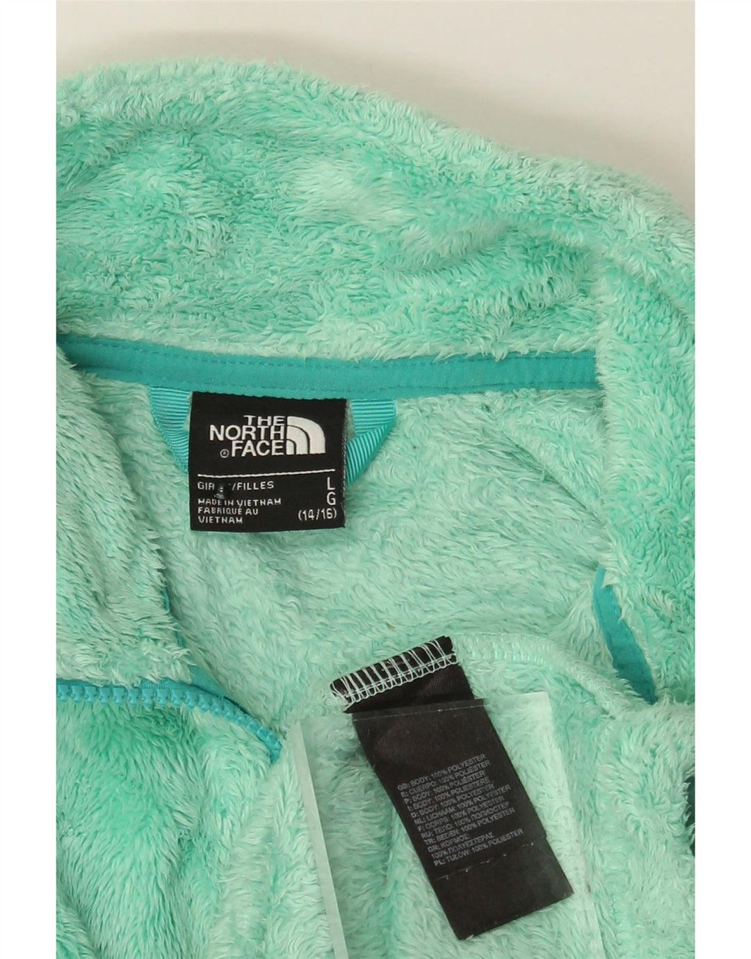 The North Face Girls Fleece Jacket 14-15 Years Large Turquoise Polyester